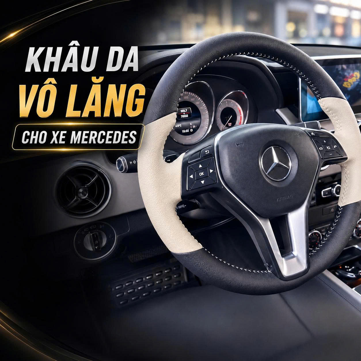 Khâu Da Vô Lăng Cho Xe Mercedes